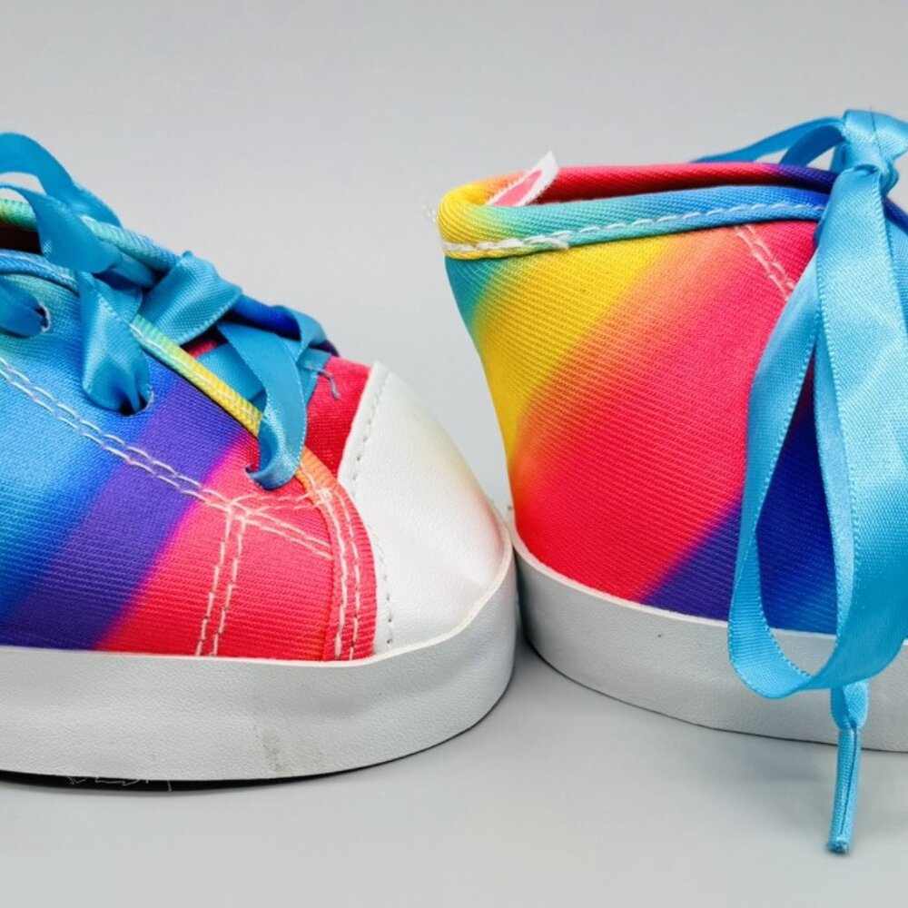 Build a Bear Rainbow Halter Top Jean‎ Shorts Sneakers Draw String Bag Clothes - Picture 8 of 9